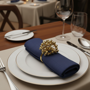 Gold Plated Diamond Beaded Napkin <b>Rings</b> | Luxury Faceted Crystal Design Napkin Holder | Wedding Party Table Decor Dining Use - Product Image 4