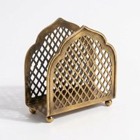 Porte-serviettes vintage en laiton antique de 12 cm, durable, en forme d'arche Jali, fait main, décoration de table et accessoire pour la maison, les hôtels et les mariages
