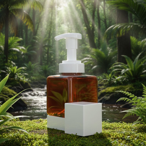 Botellas de Envase Cosmético Cuadradas de Plástico PET Reciclable de Alta Calidad con Dispensador de Bomba 28/410 24/410 para Loción y Champú - Product Image 4