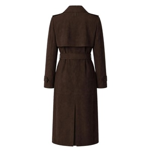Abrigo Largo de Piel de Oveja Genuina 2026 para Mujer, Gabardina Cruzada Elegante con Cinturón, Chaqueta de Ante Marrón Auténtico - Product Image 2