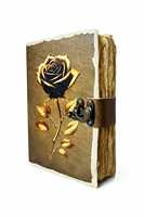 Carnet de notes vintage en cuir écologique, couverture rigide, motif rose rectangulaire, pour sortilèges de sorcière, avec fermeture à sangle, style moderne