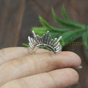 Anillo de Plata de Ley 925 con Alas de Ángel, Hecho a Mano, Diseño de Pluma, Banda Abierta Ajustable, Joyería Boho, Regalo para Mujeres, Hombres, Unisex - Product Image 3