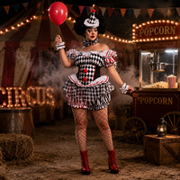 Costume de Clown Grande Taille Baige pour Halloween, Carnaval, Cosplay, Tenue Amusante pour Jeu de Rôle et Spectacle Scénique S-3XL