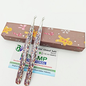 Pince à épiler de précision en acier inoxydable à 45 degrés pour faux cils, emballage en boîte à thème dollar, pince à épiler pour extensions de cils - Product Image 6