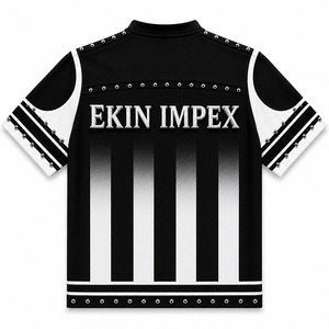 Maillot de football premium pour homme noir et blanc à clous |   Vêtements de sport en maille personnalisés avec des strass, 100% polyester, uni - Product Image 2