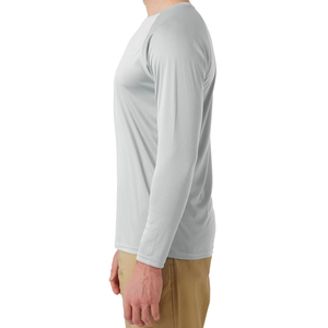 Camiseta de Manga Larga para Hombre, Color Sólido, Secado Rápido, Cuello Redondo, Corte Regular, Ropa Casual, Tejido de Poliéster, Gris - Product Image 2