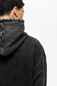 Fabricant OEM de sweats à capuche streetwear - Sweat à capuche personnalisé en coton surdimensionné, délavé à l'acide et à ourlet brut vieilli, style hip-hop - Product Image 4