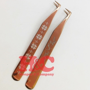 New Arrival Pointed Tip Rose Gold Tweezers for Mink Laser Engrave Eyelash Extensions Stainless Steel Material Sustainable - Product Image 2