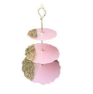 Support à gâteau rond réutilisable en résine époxy de haute qualité avec poignée en laiton, logo et emballage personnalisés pour mariage et décoration intérieure - Product Image 4