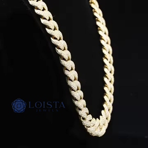 Chaîne Hip Hop personnalisée en argent sterling 925 avec maillons cubains et diamants Moissanite, provenant d'Inde, pour LOISTA JEWELS - Product Image 2