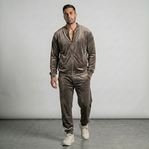 <b>Men</b> <b>Thermal</b> Velvet Tracksuit Set Zip up Hoodie Jogger Pants Soft Velour Streetwear Casual Outfit 100% Polyester - Product Image 1