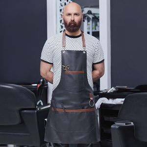 Delantal de cuero con múltiples bolsillos, ropa de trabajo clásica para barberos y peluqueros de mascotas - Product Image 5