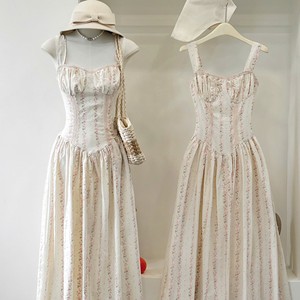 Vestido Largo Maxi Corsé con Estampado Floral, Transpirable y Ecológico para Mujer, Estilo Vintage sin Mangas, Verano, 100% Poliéster, Corte en A, Cintura Alta - Product Image 1