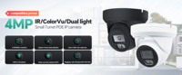 Caméra IP tourelle POE VCA AI 24/7 ColorVu 4MP de petite taille avec objectif Starlight 2,8 mm F1.0 et microphone intégré