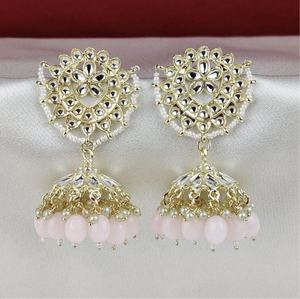 Pendientes de Mujer con Flores de Aleación Chapada en Oro, Cristales de Imitación y Perlas de Imitación, Estilo Bohemia para Bodas y Fiestas - Product Image 2