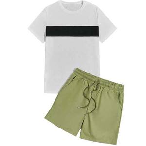 Ensemble de vêtements de sport d'été personnalisés avec logo, t-shirt et short en coton, ensembles de shorts personnalisés pour hommes - Product Image 6