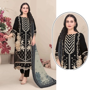 Diseño único que presenta un traje pakistaní de Fox Georgette con bordados elaborados y trabajo Khatli. Compre directamente del proveedor. - Product Image 1