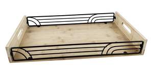 Multipurpose Wire And Wooden <b>Tray</b> For Serving Breakfast Lunch Dinner <b>Snacks</b> In Kitchen Dining And Outdoor Party Setup - Product Image 5