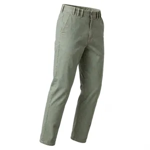 Men's Grey Cotton Woven Pants Regular Fit Full Length Breathable Button Fly Midweight Casual <b>Summer</b> <b>Trousers</b> - Product Image 5