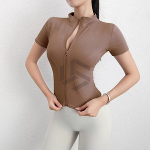 Nouvel arrivage : Veste de sport zippée sans coutures pour femme, respirante, avec passe-pouces, coupe ajustée, idéale pour le yoga - Product Image 1