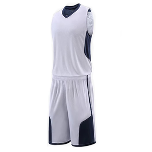 Uniforme de Baloncesto Sublimado Personalizado, Conjunto de Camiseta y Pantalones Cortos Blancos y Azul Marino, Ropa Deportiva para Equipos OEM - Product Image 1