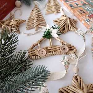 Étoile de Noël artisanale en rotin à suspendre, décoration traditionnelle d'intérieur, cadeau artisanal pour la décoration des fêtes - Product Image 6