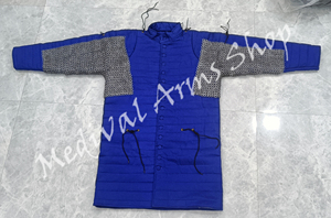 Gambesón Medieval Hecho a Mano, Chaqueta Larga con Mangas Completas, Acolchado de Algodón, Aketon, Malla de Acero, para Fiesta de Navidad - Product Image 6