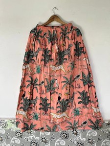 Hand Block Printed Cotton Maxi <b>Skirt</b> Animal Print <b>Boho</b> <b>Skirt</b> - Product Image 1