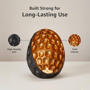 Porte-bougie décoratif en fer forgé en forme de nid d'abeille pour œufs de Pâques, fait main, durable, résistant à la chaleur, pour décoration intérieure - Product Image 2