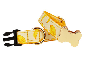 Collier pour chiot souple et durable avec logo personnalisé, mignon collier de chien à motifs de fruits bananes jaunes avec anneau et <span class=keywords><strong>boucle</strong></span> en <span class=keywords><strong>métal</strong></span> - Product Image 2