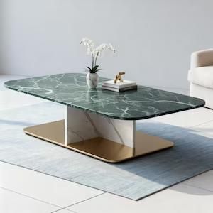 Modern Marble Coffee Table With Metal Base Living Room Furniture Decorative Design - Product Image 1