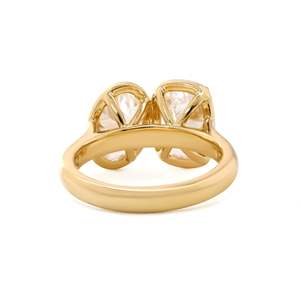 Bague de fiançailles Toi et Moi en or jaune 14 carats avec diamant de laboratoire de luxe 2,5 carats pour femme, certifiée IGI, taille coussin et ovale, duo - Product Image 6