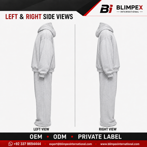 Conjunto de Sudadera con Capucha y Pantalones de Chándal para Hombre, Estampado Personalizado OEM, Transpirable, de Otoño, Oversize, de Corte Holgado, con Apliques de Sarga y Remaches, Estilo Holgado Blimpex - Product Image 3