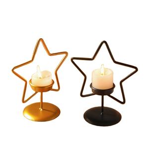 Nouvelle arrivée dernière conception ramadan décoration de la maison bougeoir en forme d'étoile bougeoir de couleur noire et dorée au meilleur prix - Product Image 1