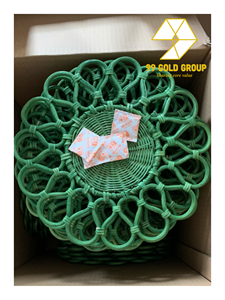 Sous-plat en rotin vert vintage fait main, écologique, non toxique, durable, motif floral, pour décoration de table de mariage et de dîner - Product Image 2