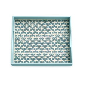 Plateau de service et de rangement multifonctionnel pliable en rotin et nacre, fait main, avec design bohème, The Sun Craft - Product Image 2