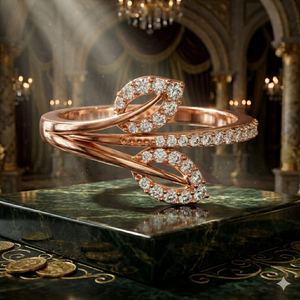 Luxury Rose Gold Leaf Wrap <b>Ring</b> for Women Micro Pave <b>Crystal</b> Fashion Jewelry Elegant Open Band Anniversary Gift <b>Ring</b> - Product Image 1