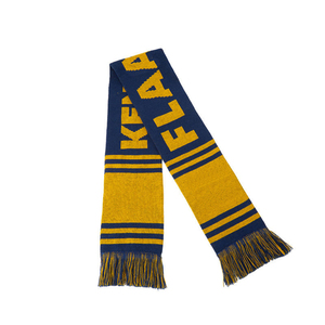 Écharpe de supporter de football tricotée personnalisée avec logo, écharpe de club de football jacquard OEM avec franges et pompons, vente en gros, fabricant B2B - Product Image 2