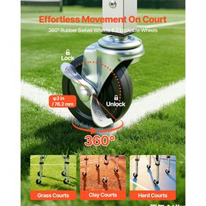 <b>Foldable</b> Stainless Steel Tennis Ball Hopper with 200 Ball Capacity Easy Pick-Up Wheels Portable Polyester Pickleball Basket <b>Cart</b> - Product Image 4