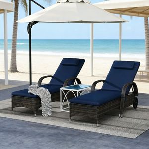 Set di 2 Sdraio da Esterno Blu Scuro, Comode Sedie a Sdraio per Patio o Spiaggia - Product Image 1