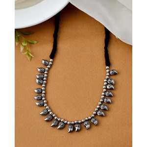 สร้อยคอจี้แฟชั่นสีเงินลายขนนก - Product Image 3