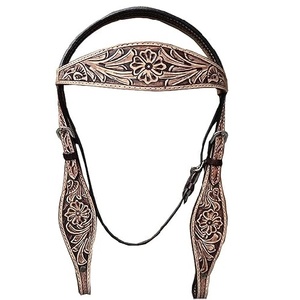 Bridon en cuir de luxe, magnifique têteuse et peitoral en cuir de style western, couleur marron - Product Image 1