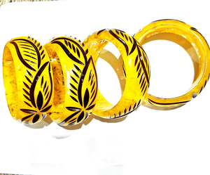 Bracelets en résine acrylique sculptée classiques, design unique orange et noir, motif floral fantaisie, bijoux unisexes, anniversaire femme - Product Image 2