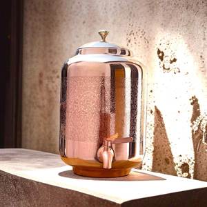 Distributeur de boissons en cuivre 5L avec robinet en laiton, conteneur de stockage d'eau fait main, serveur de boissons pour hôtels et restaurants (vente en gros) - Product Image 5