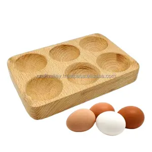 Bandeja de 6 huevos hecha a mano, soporte de madera para huevos, refrigerador de cocina utilizable, encimera, exhibición de tienda, huevos de gallina, fácil de limpiar