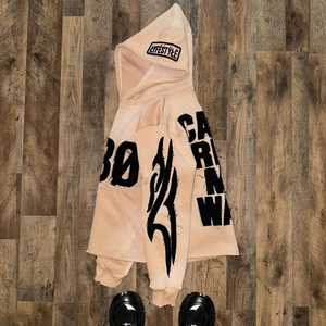 Sweat à capuche pour homme personnalisé avec appliqué brodé 2026, effet vieilli, délavé à l'acide, style vintage, 100% coton molletonné, streetwear - Product Image 6