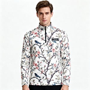 Custom Men's Quarter Zip Golf Pullover Polyester Long Sleeve Sublimation Sports Training Top OEM Wholesale - Product Image 3