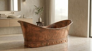 Bañera Moderna Ecológica de Cobre Sólido, Diseño Martillado Hecho a Mano, Bañera Independiente para Proyectos de Baños de Lujo - Product Image 3
