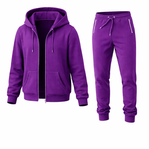 Conjunto Deportivo Personalizado con Logotipo para Hombre, Sudadera con Capucha y Pantalones Deportivos Morados, Ropa Deportiva de Algodón y Felpa para Gimnasio, Traje Deportivo para Entrenamiento, Fabricante y Proveedor OEM - Product Image 2