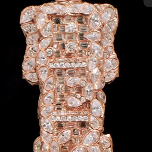 Pendentif Lettre de Luxe en Argent Sterling 925 Plaqué Or Rose avec Moissanite VVS, Charms RB GEMS, Coupe Baguette Personnalisée, Style Iced Rapper IGI - Product Image 3